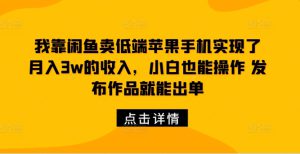 我靠闲鱼卖低端苹果手机实现了月入3w的收入，小白也能操作 发布作品就能出单-哦耶社群