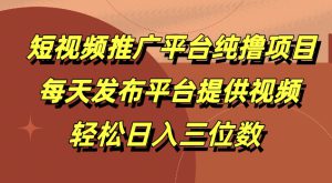 短视频推广平台纯撸项目，每天发布平台提供视频，轻松日入三位数-哦耶社群