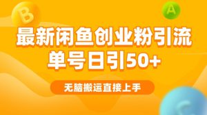 2024闲鱼最新引流玩法搬运模式，无脑操作，单号日引50+创业粉，可矩阵-哦耶社群
