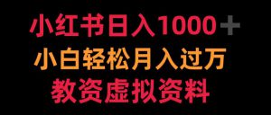 小红书日入1000+小白轻松月入过万教资虚拟资料-哦耶社群