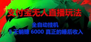 支付宝无人直播玩法,全自动挂JI,5天躺Z6000,真正的税后收入-哦耶社群