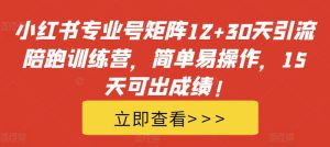 小红书专业号矩阵12+30天引流陪跑训练营，简单易操作，15天可出成绩!-哦耶社群