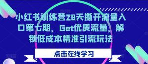 小红书训练营28天撕开流量入口第七期,Get优质流量,解锁低成本精准引流玩法-哦耶社群