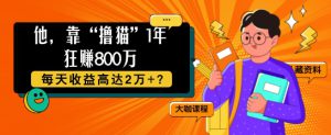 他，靠“撸猫”1年狂赚800个，每天收益高达2个+?-哦耶社群