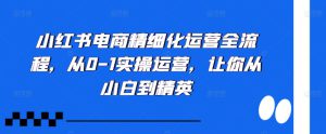 小红书电商精细化运营全流程,从0-1实操运营,让你从小白到精英-哦耶社群