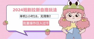 2024短剧拉新自撸玩法,单机1小时18无限制,批量操作日入过k-哦耶社群