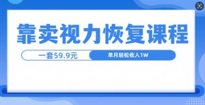 靠卖视力恢复教程一单59.9,单月变现1W,小白可复制-哦耶社群