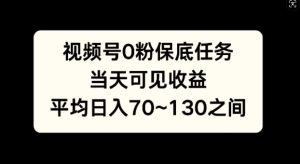 视频号0粉保底任务，当天可见收益，日入70~130-哦耶社群