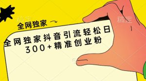 全网独家抖音引流轻松日引300+精准创业粉-哦耶社群