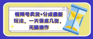 视频号卖货+分成最新玩法，一天保底几张，无脑操作-哦耶社群