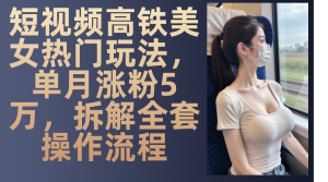（13319期）短视频高铁美女热门玩法，单月涨粉5万，拆解全套操作流程-哦耶社群