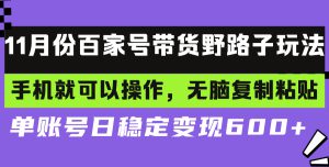 （13281期）百家号带货野路子玩法 手机就可以操作，无脑复制粘贴 单账号日稳定变现…-哦耶社群