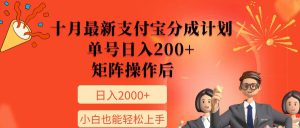 11月最新支付宝分成计划，单号日入200+，矩阵操作后，小白也能轻松上手-哦耶社群