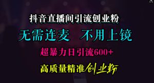 抖音直播间引流创业粉,无需连麦、无需上镜,超暴力日引流600+高质量精准创业粉【揭秘】-哦耶社群