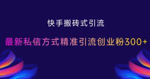 快手搬砖式引流，最新私信方式精准引流创业粉300+-哦耶社群