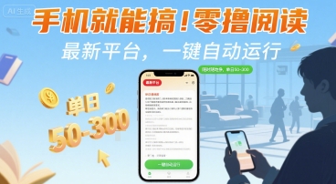 手机就能搞！零撸阅读挂G，最新平台，一键自动运行，随时随地挣，单日50-3张+【揭秘】-哦耶社群