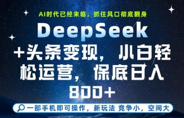 DeepSeek+头条变现，保姆级教学，小白轻松上手，日入8张+【揭秘】-哦耶社群