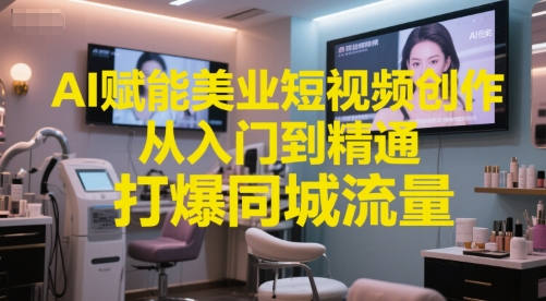 AI赋能美业短视频创作，从入门到精通，打爆同城流量，超级AI工具短视频实操落地-哦耶社群