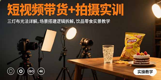 （15540期）短视频带货+拍摄实训：三灯布光法详解,场景搭建逻辑拆解,饮品零食实景教学-哦耶社群