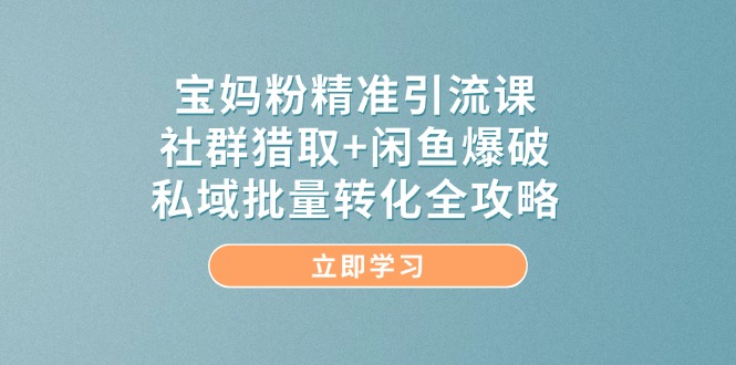 （14820期）宝妈粉精准引流课，社群猎取+闲鱼爆破，私域批量转化全攻略-哦耶社群
