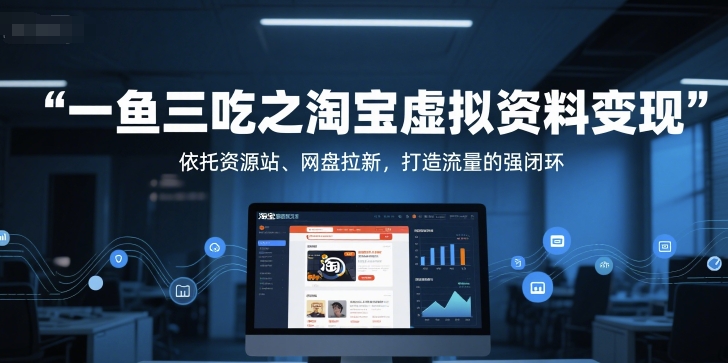 一鱼三吃之淘宝虚拟资料变现，依托资源站、网盘拉新，打造流量的强闭环-哦耶社群