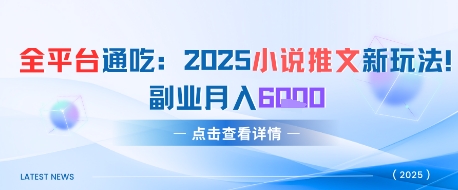 全平台通吃：2025小说推文新玩法，副业月入6k-哦耶社群