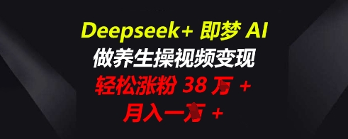 Deepseek+即梦AI，做养生操视频变现，轻松涨粉38W+，月入一W+-哦耶社群