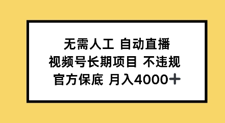 无需人工自动直播，视频号长期项目不违规，官方保底月入4000左右-哦耶社群