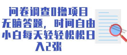 问卷调查0撸项目，无脑答题，时间自由，小白每天轻轻松松日入2张-哦耶社群