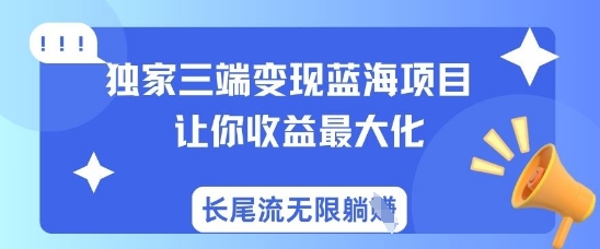 独家三端变现蓝海项目，让你收益最大化，长尾流无限躺挣-哦耶社群