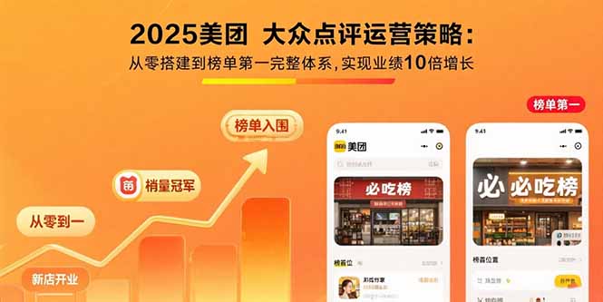 （15602期）2025美团 大众点评运营策略:从零搭建到榜单第一完整体系,实现业绩10倍增长-哦耶社群