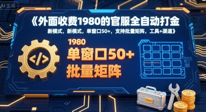 外面收费1980的官服全自动打金，新模式，单窗口50+，支持批量矩阵，工具+渠道【揭秘】-哦耶社群