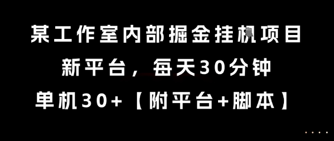 某工作室内部掘金挂G项目，新平台，每天30分钟，单机30+【揭秘】-哦耶社群