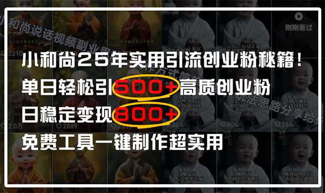 （14436期）小和尚2025年实用引流秘籍！单日轻松引500+高质量创业粉，日变现800+，…-哦耶社群