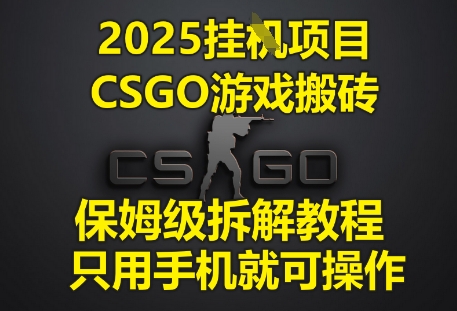 2025挂G项目，CSGO游戏搬砖，保姆级拆解教程，只用手机就可操作【揭秘】-哦耶社群