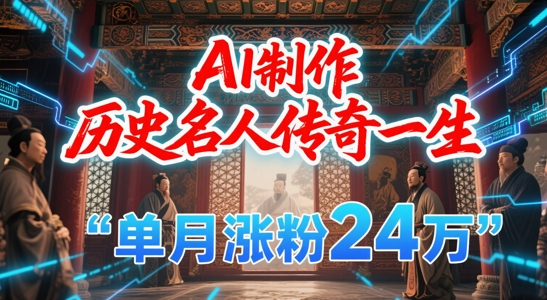 暴力起号！用AI制作历史名人传奇一生，单月涨粉24W，涨粉+变现赛道黑马来了-哦耶社群