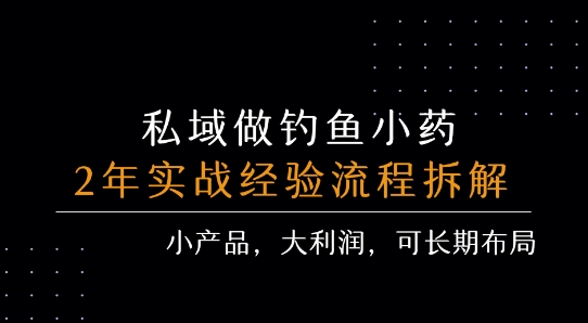 私域做钓鱼小药 每单利润3张+ 详细流程拆解-哦耶社群