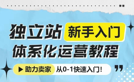 独立站新手入门体系化运营教程，助力独立站卖家从0-1快速入门!-哦耶社群