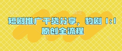 短剧推广干货分享，豹剧 1:1原创全流程-哦耶社群