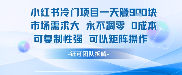 小红书冷门项目一天收益9张,市场需求大,0成本,可复制性强可以矩阵操作-哦耶社群