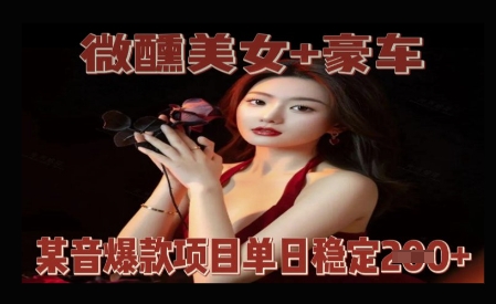微醺美女+豪车,抖音爆款项目单日稳定2张+-哦耶社群