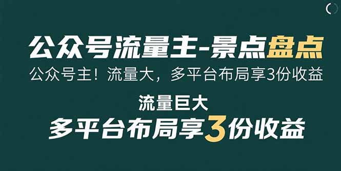 （15553期）公众号流量主-景点盘点 流量巨大 多平台布局享3份收益-哦耶社群