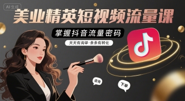 美业精英短视频流量课，掌握抖音流量密码，天天有询单，条条有转化-哦耶社群