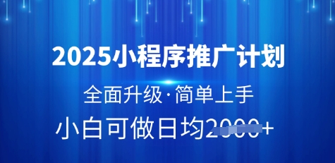 2025小程序推广计划，全面升级，简单上手，日均多张【揭秘】-哦耶社群