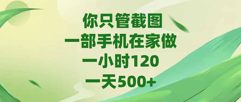 （15039期）你只管截图，一部手机在家做，一小时120，-天500+-哦耶社群