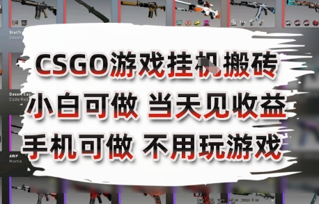 CSGO游戏挂G搬砖，小白纯手机即可操作，不用电脑打游戏，日入3张+，副业网创项目【揭秘】-哦耶社群