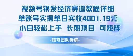 视频号银发经济赛道单账号实操单日实收1k+,小白轻松上手长期项目-哦耶社群