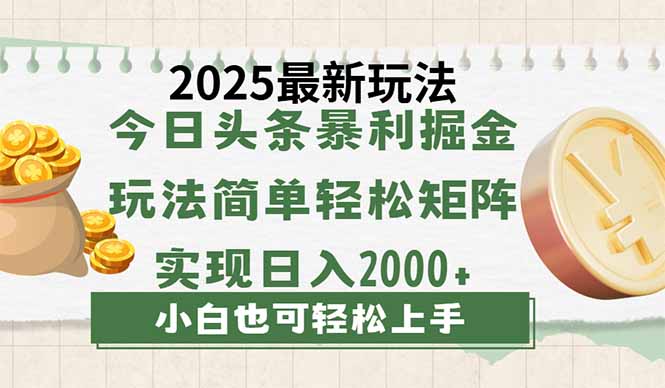 （14120期）今日头条2025最新玩法，思路简单，复制粘贴，轻松实现矩阵日入2000+-哦耶社群