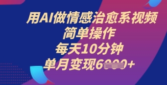 用AI做情感治愈系视频,简单操作,每天10分钟,单月变现6k+-哦耶社群