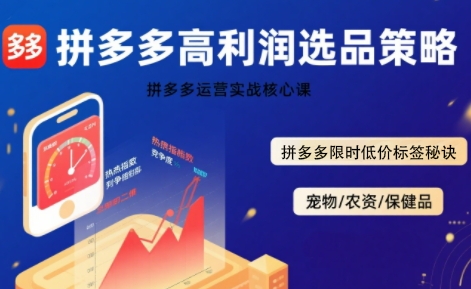 拼多多选品暴利技术实战课，拼多多高利润选品策略，拼多多限时低价标签秘诀-哦耶社群